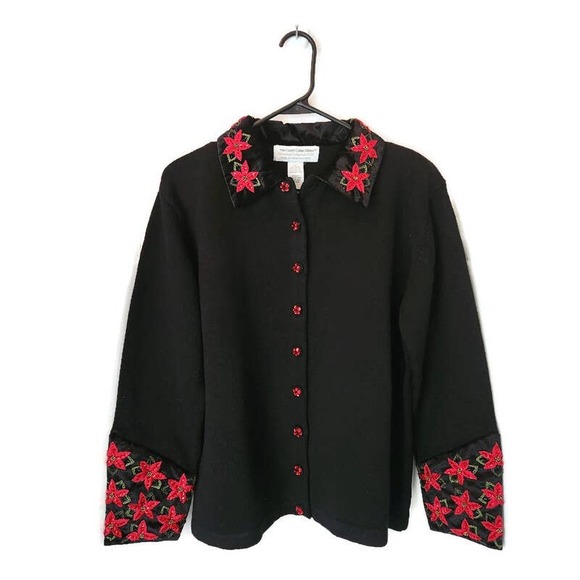Heirloom Collectibles Sweaters - Heirloom Collectibles Christmas Collection 2004 Women's Black Cardigan Medium